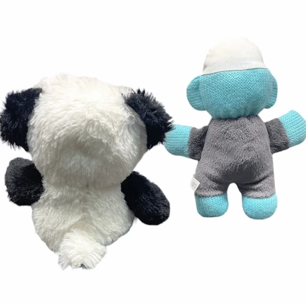 BUNDLE Two Halloween Stuffed Animals Plush X Ray Skeleton Sock Monkey Panda Bear